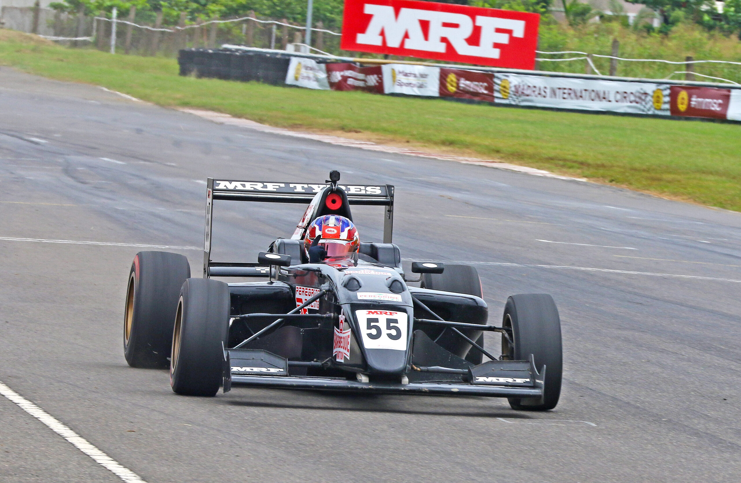 Ishaan Madesh celebrating his win in the MRF F2000 race (Sept 21)