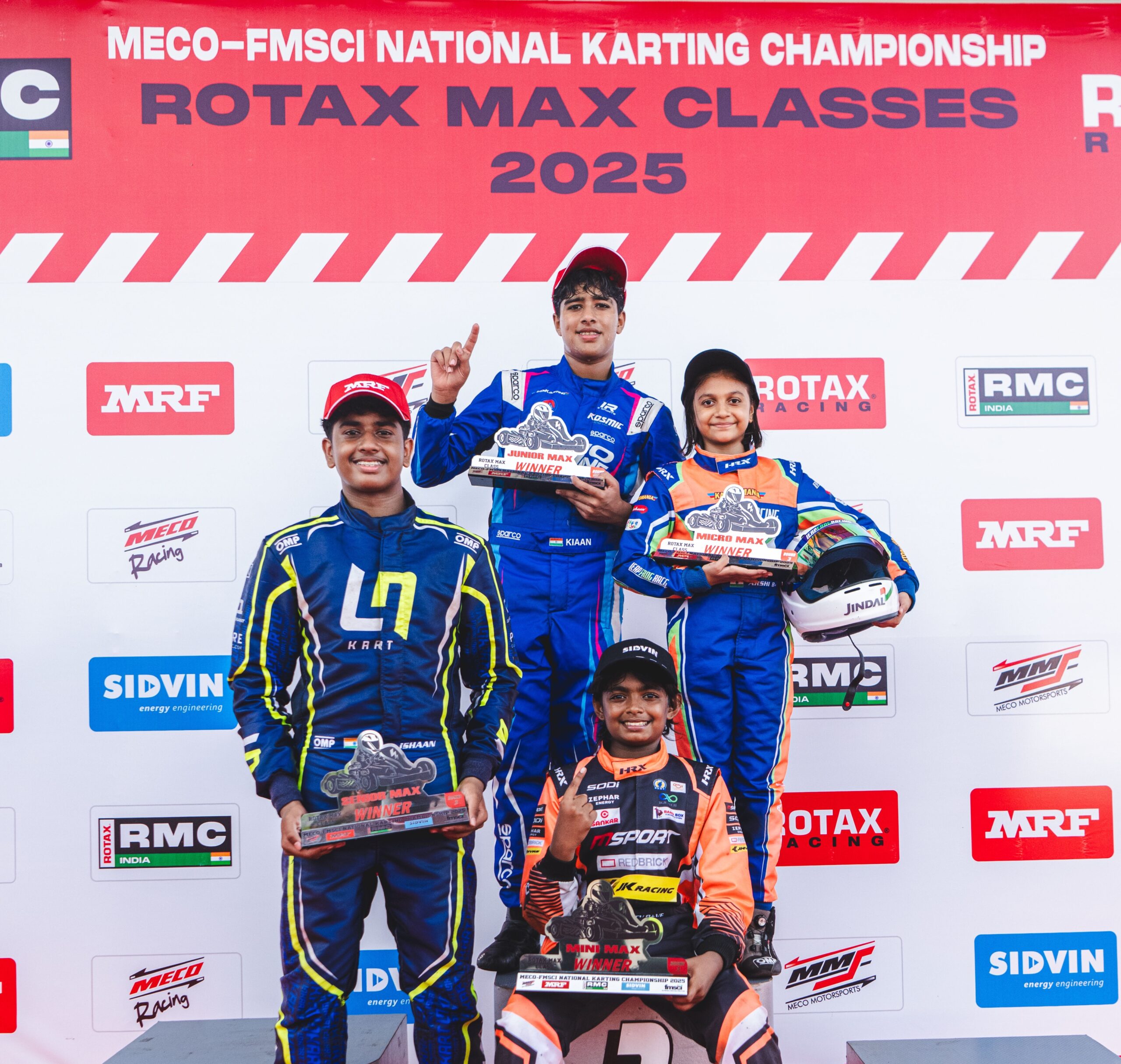 The winners (left to right) - Ishaan Madesh, Kiaan Shah, Arshi Gupta and Rivaan Dev Preetam (sitting) (Aug 31)-2
