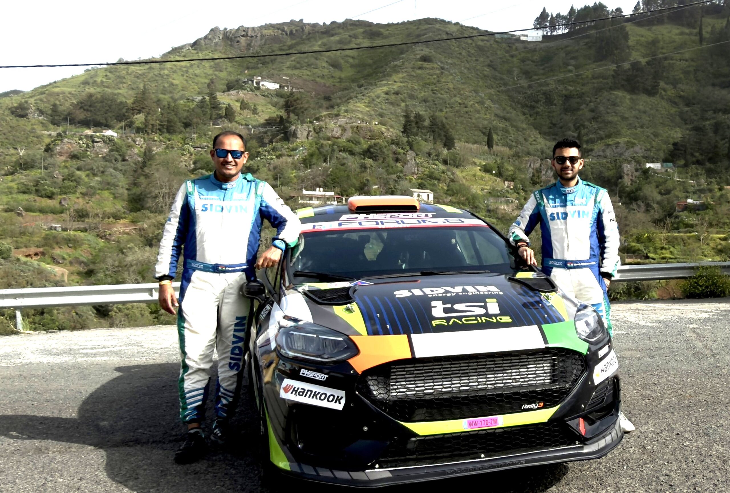 Dean Mascarenhas, right, and Gagan Karumbaiah in Spain on Tuesday. Photo TSI Racing