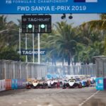 SANYA STREET CIRCUIT, CHINA - MARCH 23: Cars lined up on the grid for the start with Oliver Rowland (GBR), Nissan e.Dams, Nissan IMO1, and Jean-Eric Vergne (FRA), DS TECHEETAH, DS E-Tense FE19, on the front Oliver Rowland (GBR), Nissan e.Dams, Nissan IMO1 during the Sanya E-prix at Sanya Street Circuit on March 23, 2019 in Sanya Street Circuit, China. (Photo by Andrew Ferraro / LAT Images)