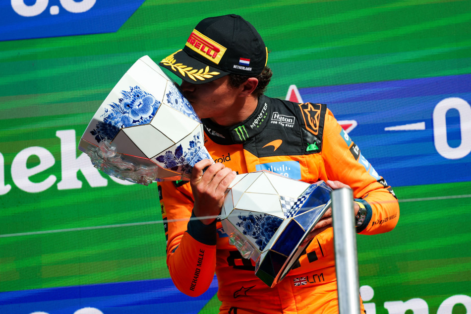 Lando Norris McLaren Formula 1 Dutch Grand Prix Race Winner in Zandvoort