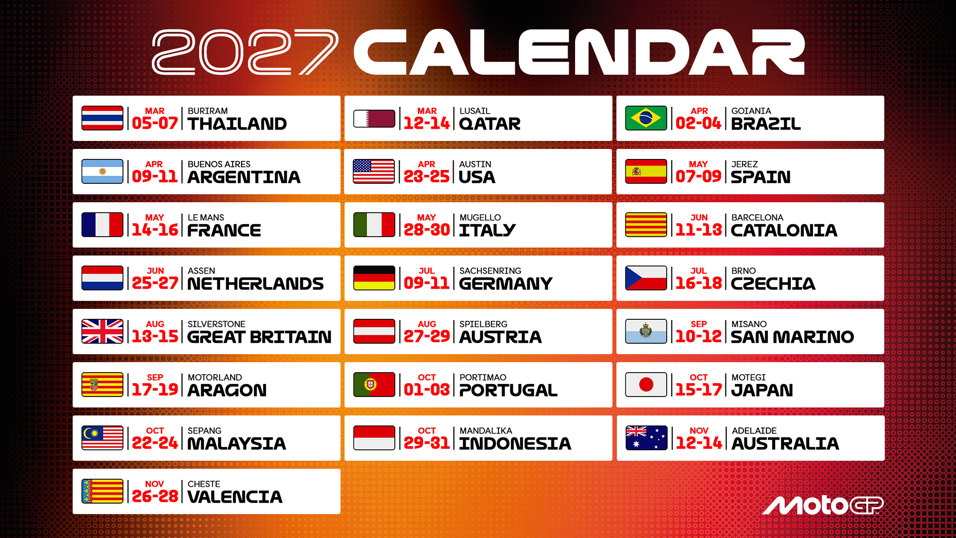MotoGP 2027 Calendar