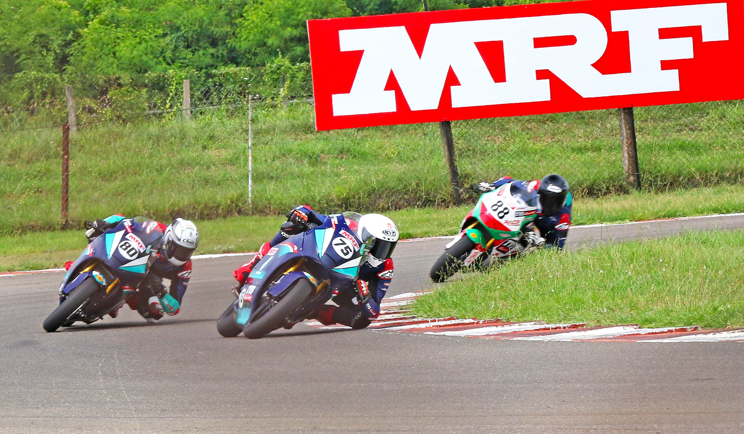 Sarthak Chavan (75) who scored a double in the Super Sport 301-400cc Open class (Sept 13)